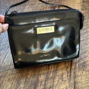 Vintage Perry Ellis Black Patent Leather Crossbody Bag
